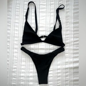 Black Women's Bikini Set with 2 bottoms